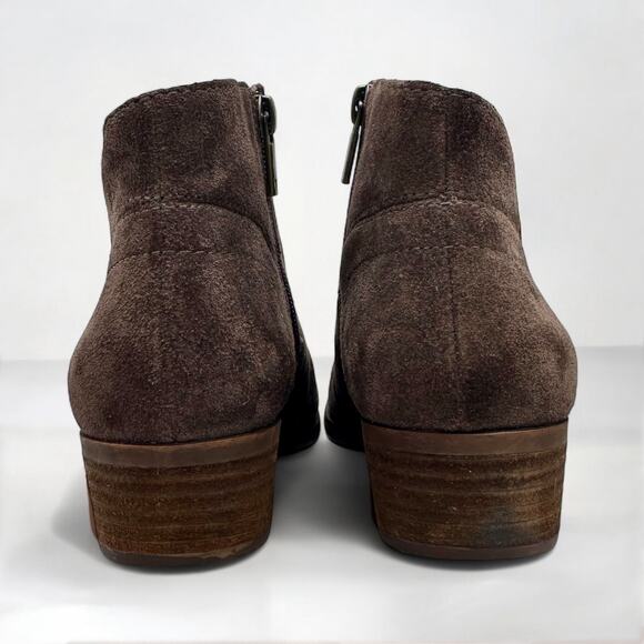 Lucky Brand Brolley Suede Genuine Leather Western Ankle Boots Booties 7 W Wide - Picture 7 of 11